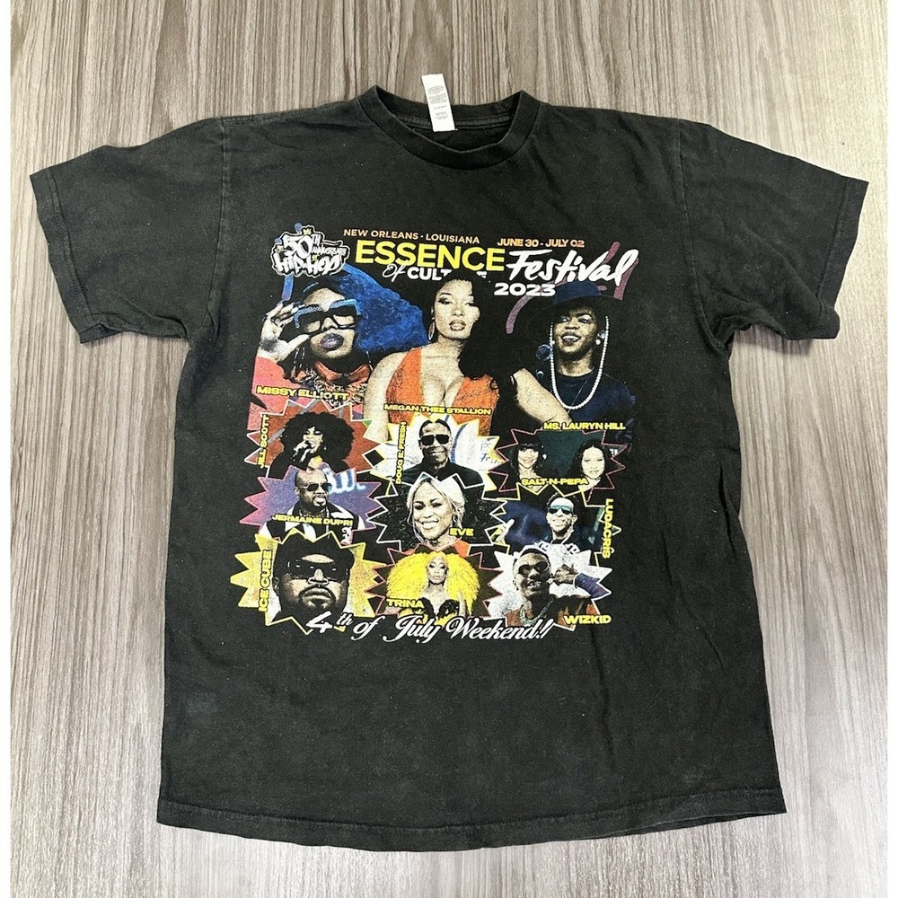 2023 Essence Music Festival T Shirt Medium New Orleans Rap Stars Double Sided